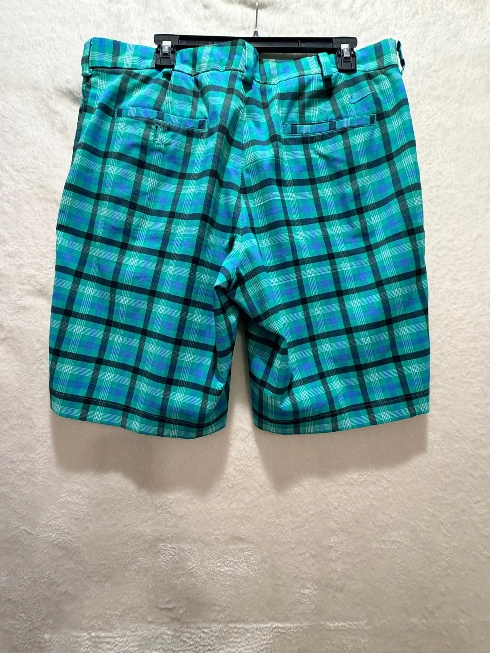 Nike Dri-FIT Hybrid Plaid Golf Shorts Performance Teal Multi Color 36